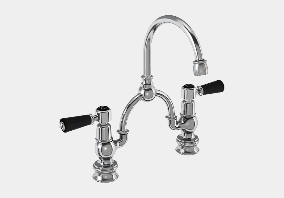 Kensington Regent Two Tap Hole Arch Mixer in Chrome/White with Curved Spout (230mm Centres)