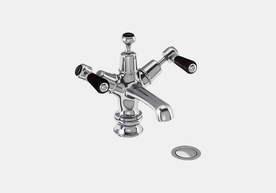 Kensington Regent Basin Mixer in Chrome/White with Click Clack Waste