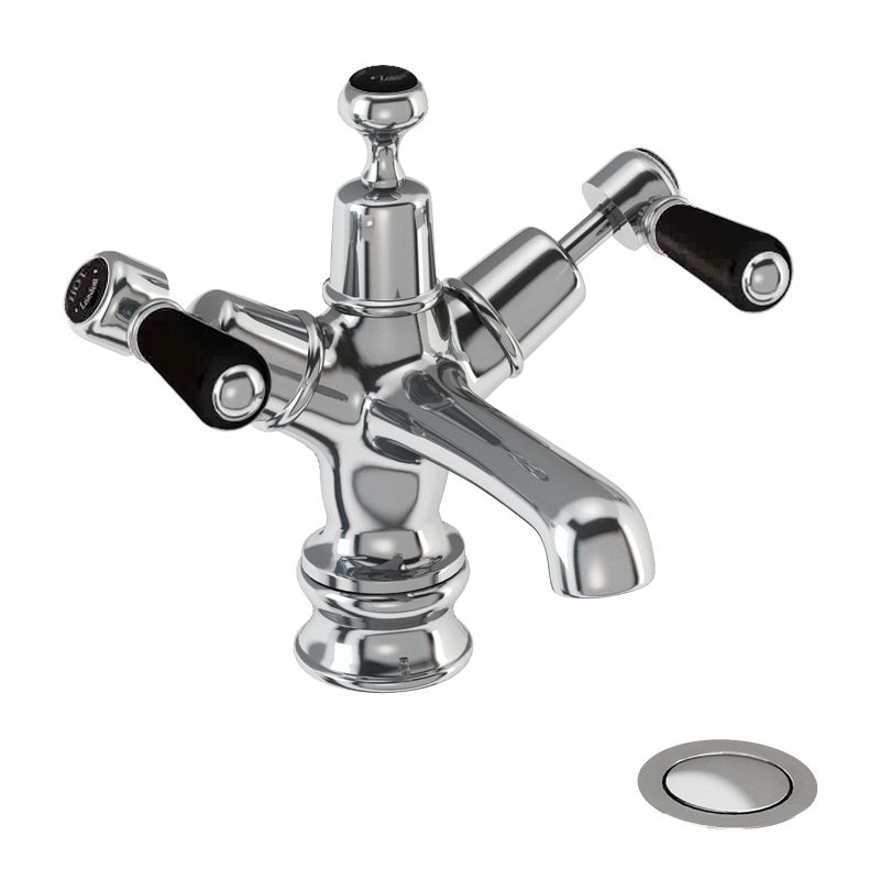 Kensington Regent Basin Mixer in Chrome/Black with Click Clack Waste