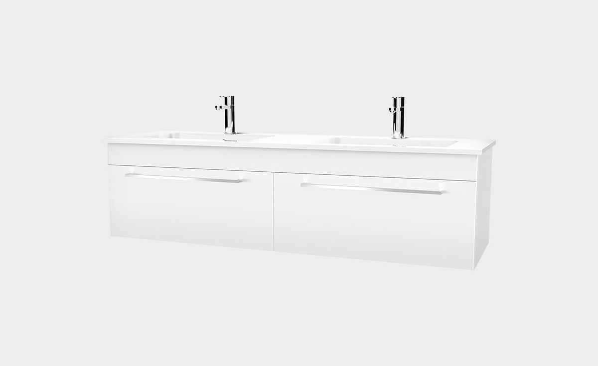 Zara 1500 WallHung Double Bowl Vanity 2 Drawers • Bath Co