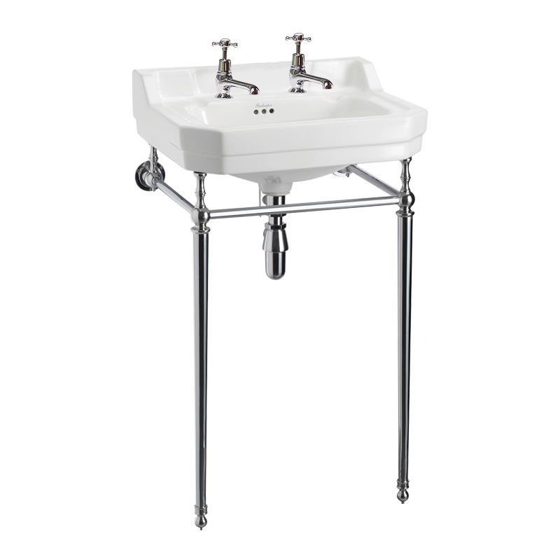 Edwardian Rectangle 560 Basin & Chrome Wash Stand