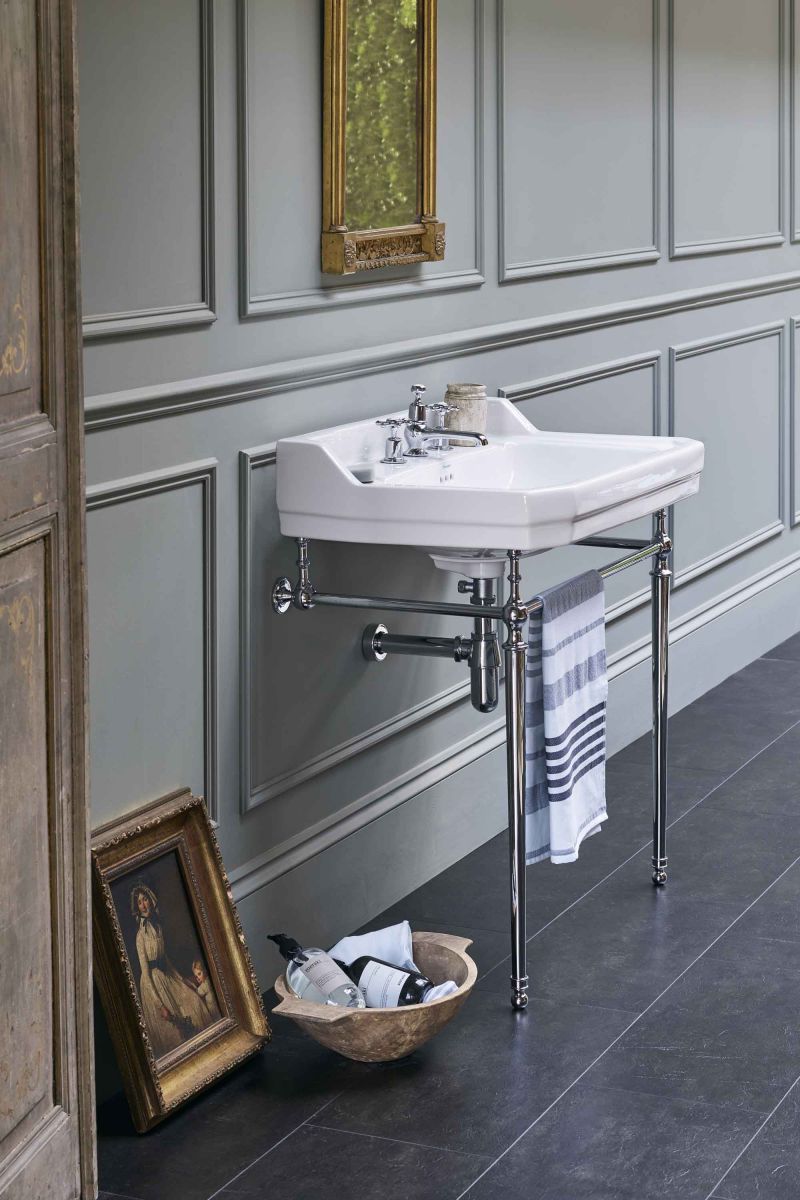 Edwardian Rectangle 560 Basin & Chrome Wash Stand