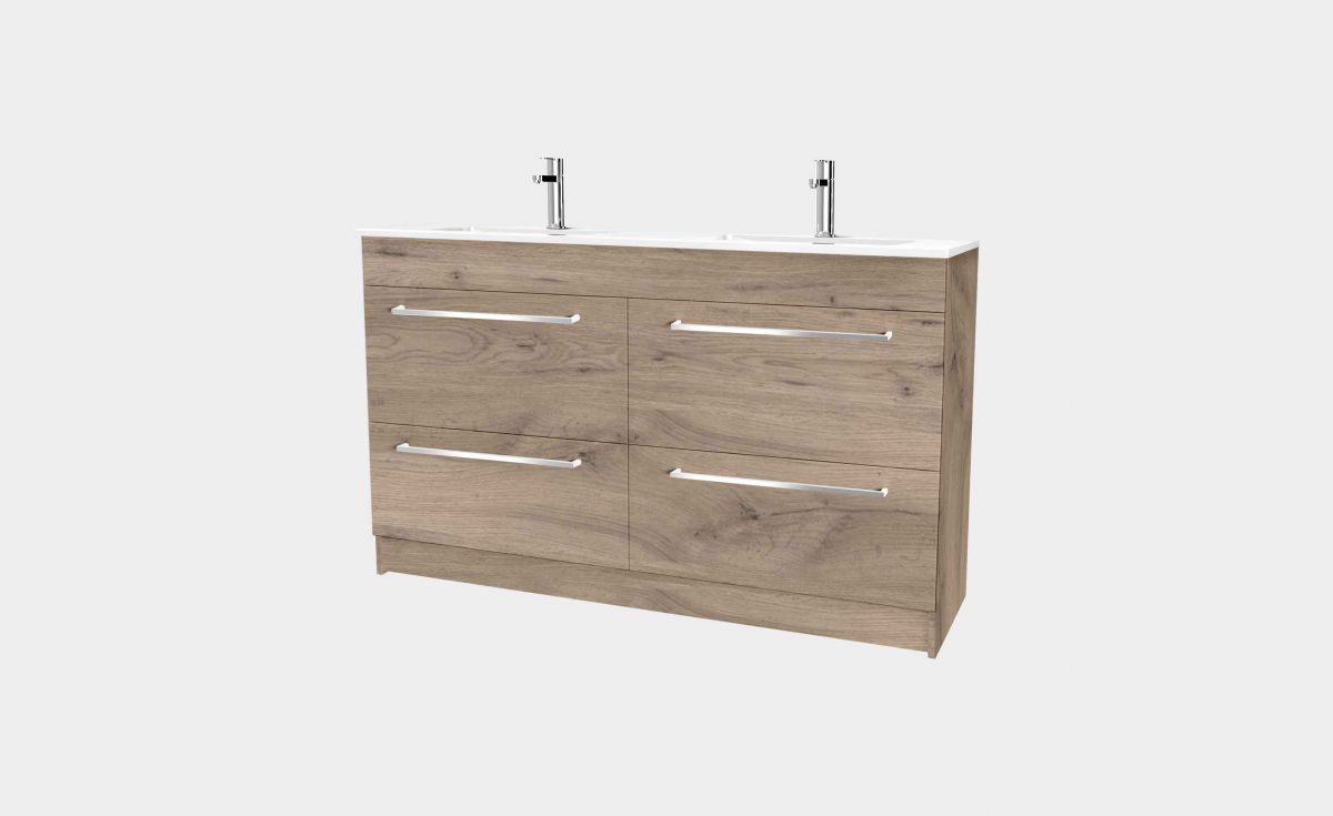 Zara 1200 Floor-Standing Double Bowl Vanity 4 Drawers