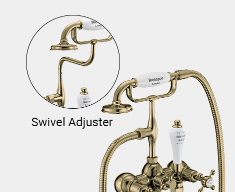 Claremont Regent Bath Shower Mixer Deck Mounted with 'S' Adjuster in Gold/White
