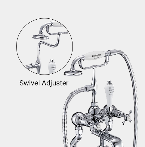 Claremont Regent Bath Shower Mixer Deck Mounted with 'S' Adjuster in Chrome/White