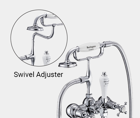 Claremont Regent Bath Shower Mixer Wall Mounted with 'S' Adjuster in Chrome/White