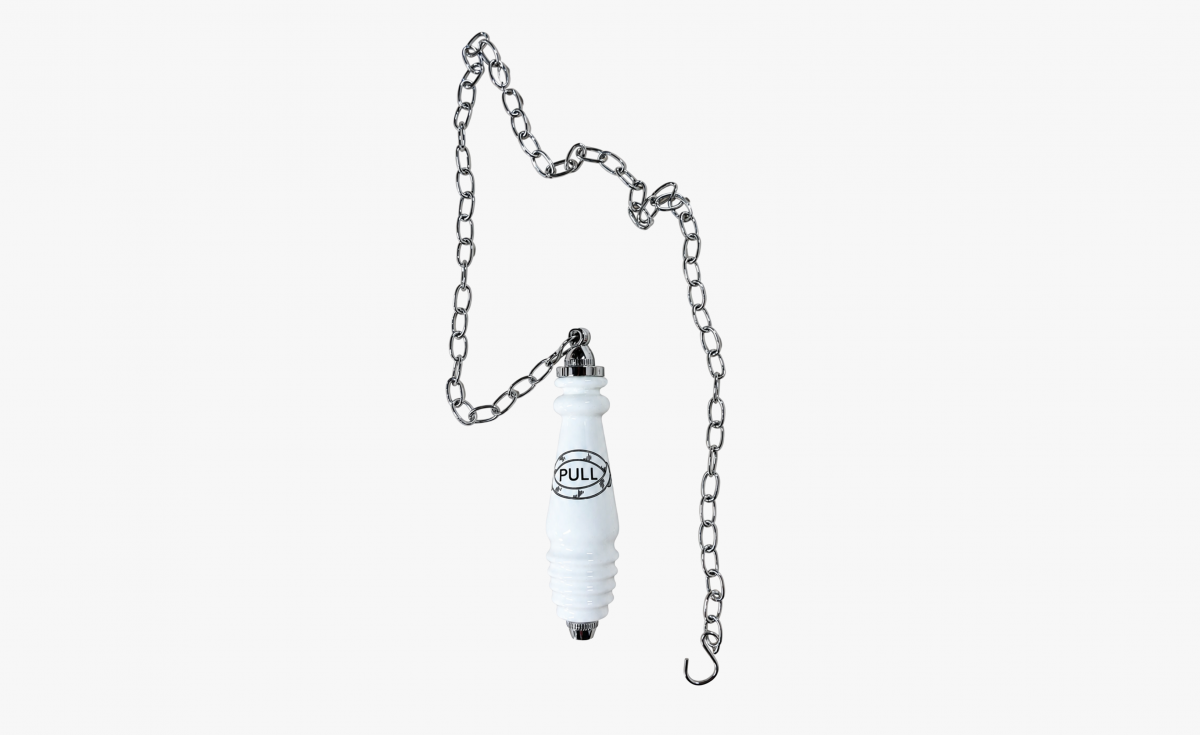 Toilet White Cermaic Pull Handle and Chain for C5 Cistern
