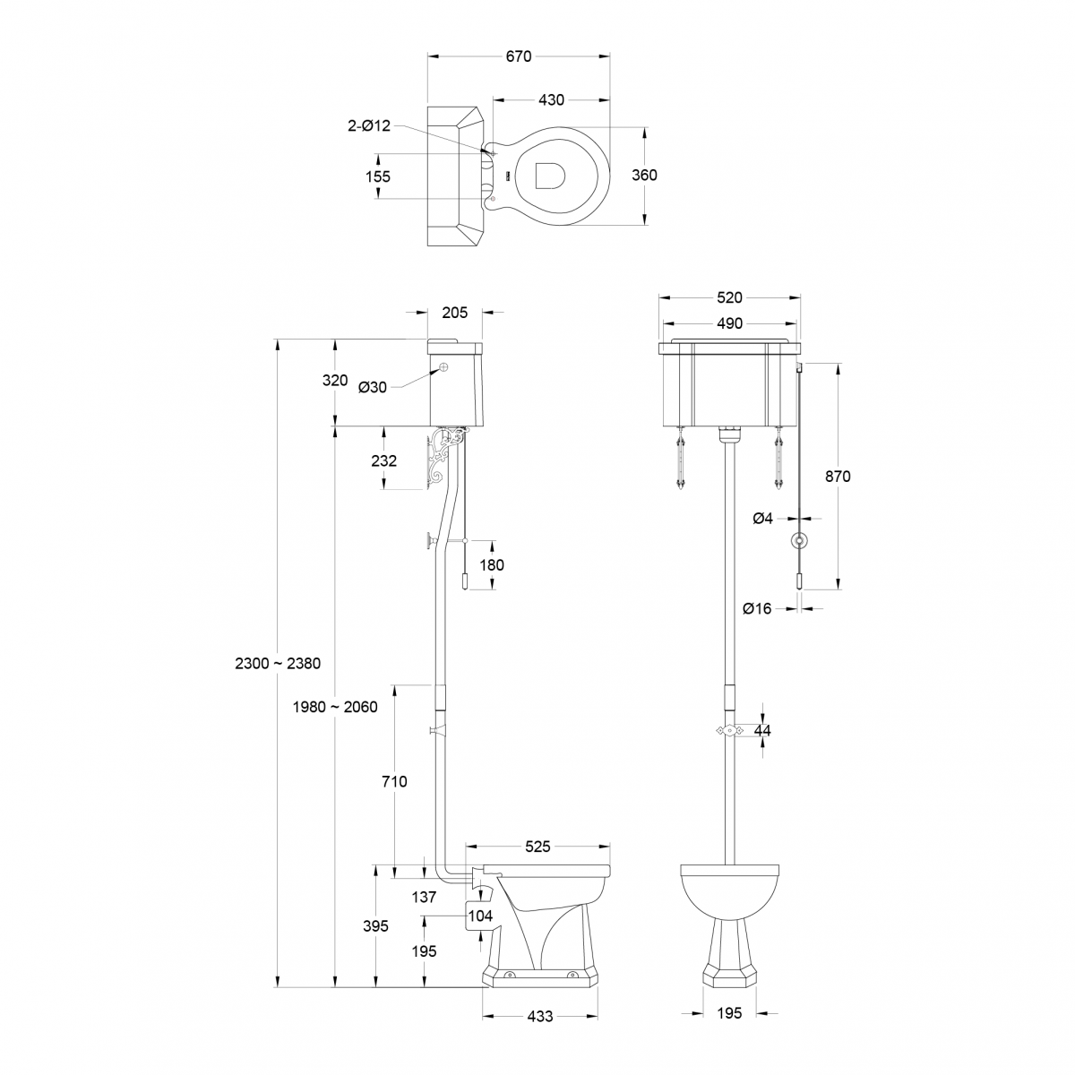 Burlington High Level Toilet • Bath Co