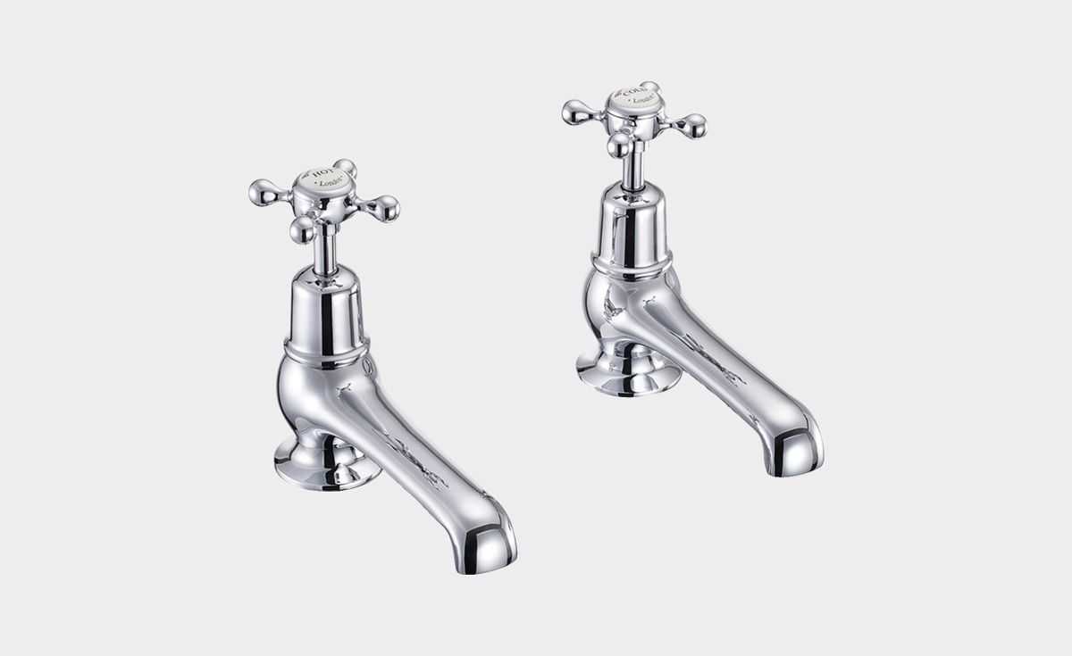 Claremont Bath Tap Deck Mounted 12.5cm in Chrome/White