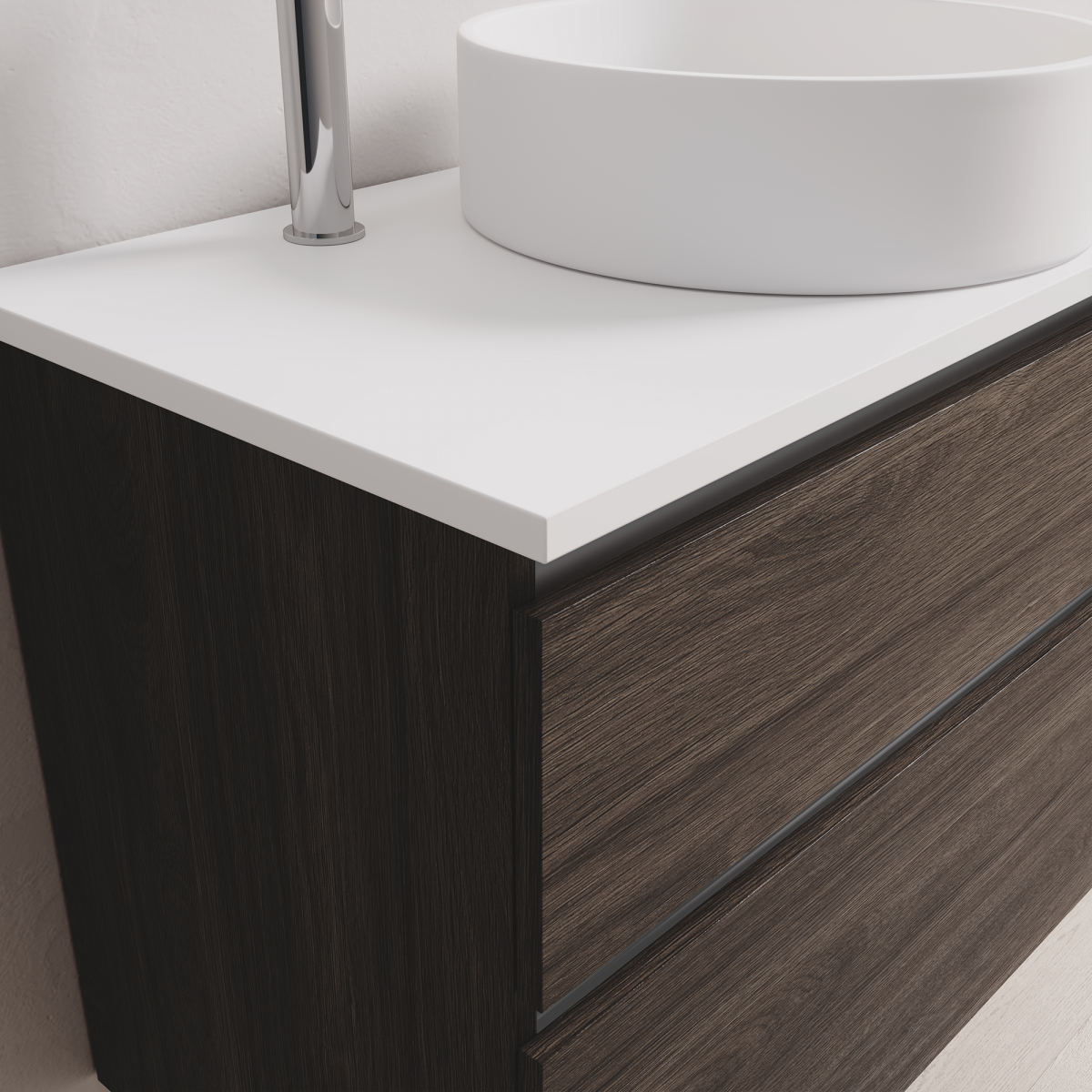 800 Floor Standing Vanity, 2 Drawers, Black F