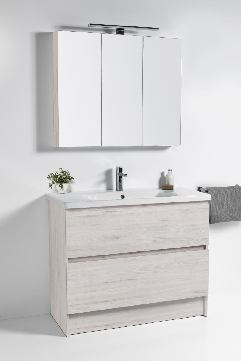 Mirror Unit 900 3 Doors 4 Shelves Bath Co