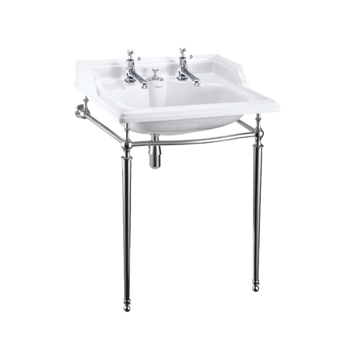 Classic Rectangle 650 Basin with Invisible Overflow & Chrome Washstand