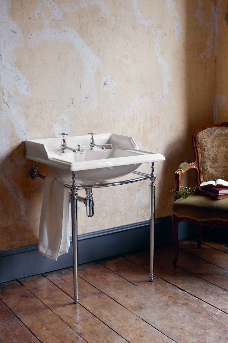 Classic Rectangle 650 Basin with Invisible Overflow & Chrome Washstand