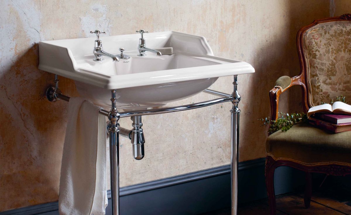 Classic Rectangle 650 Basin with Invisible Overflow & Chrome Washstand