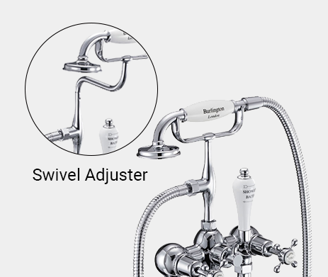 Claremont Bath Shower Mixer Deck Mounted with 'S' Adjuster in Chrome/White