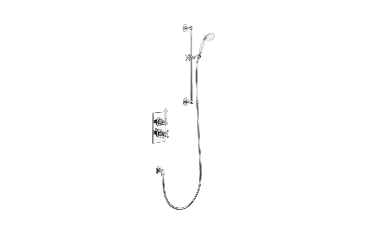 Trent 2: Thermostatic Single Outlet Concealed Shower Valve with Rail, Hose & Handset