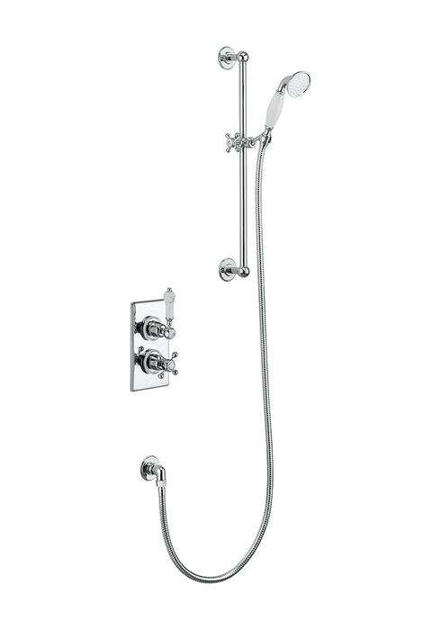 Trent 2: Thermostatic Single Outlet Concealed Shower Valve with Rail, Hose & Handset