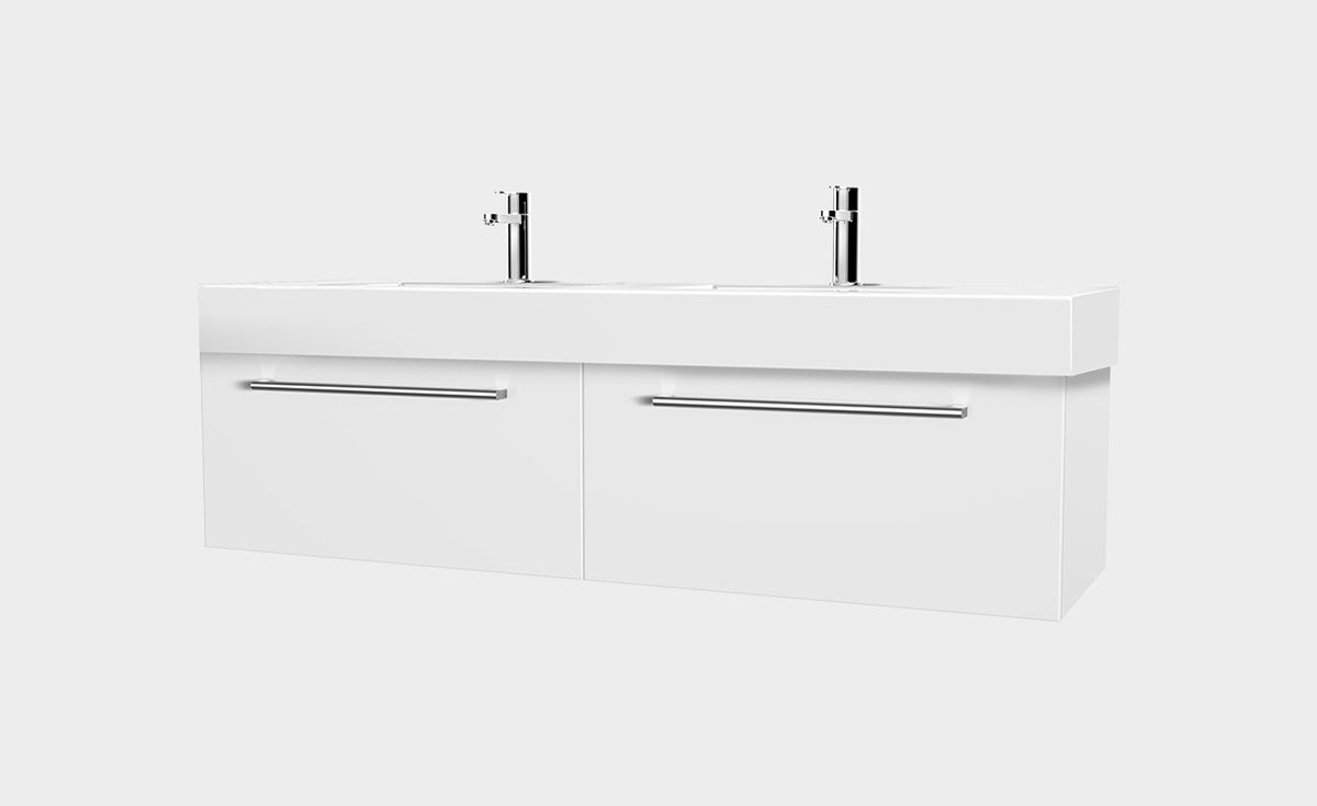 Splash 1200 Wall-Hung Vanity Double Bowl 2 Drawers Side By Side