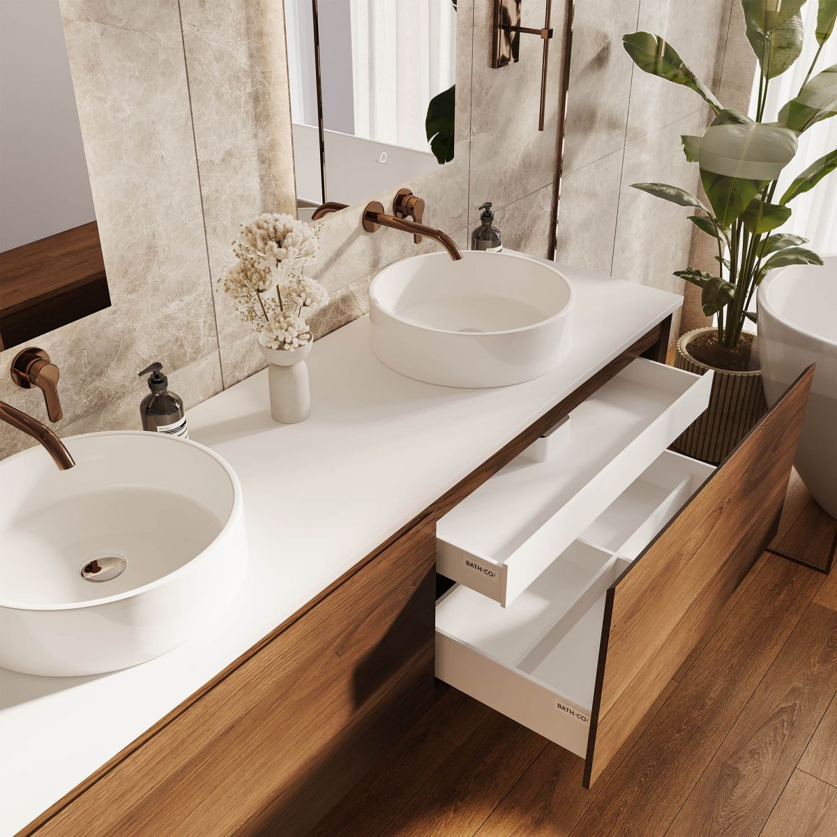 Concealed Drawers in White (with dividers)