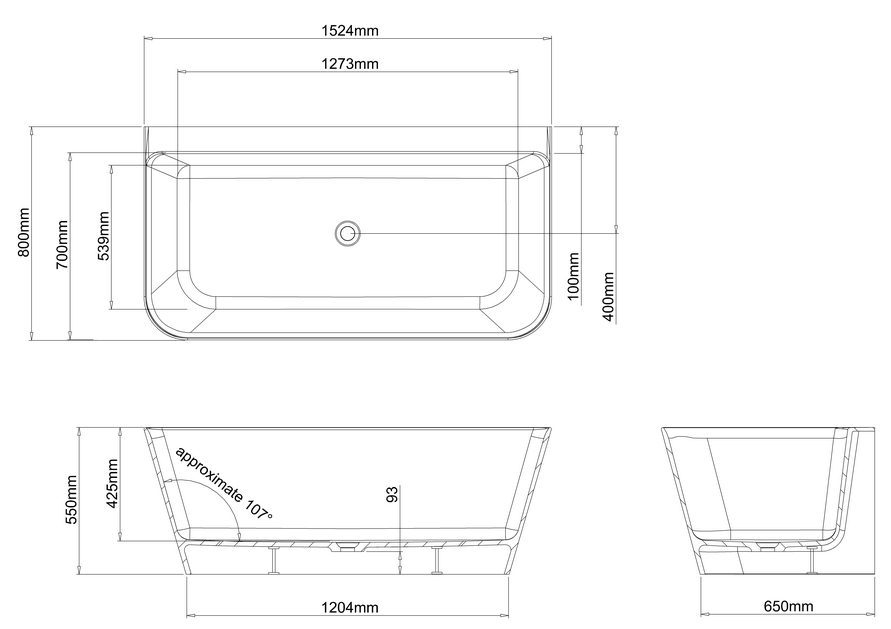 Patinato Clearstone Back-to-Wall Bath