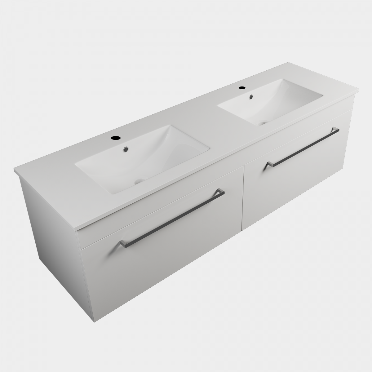1500 Wall-Hung Vanity, 2 Drawers, Double Bowl