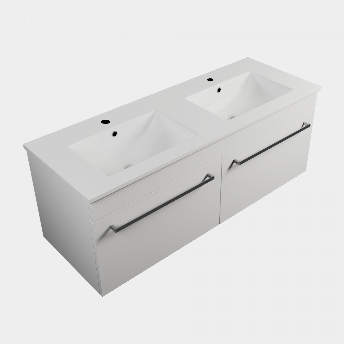 1200 Wall-Hung Vanity, 2 Drawers, Double Bowl