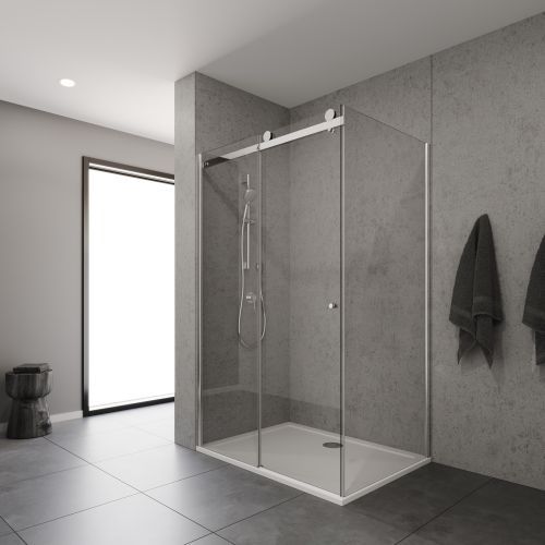 Create a modern shower space with Grey InStyle Wall Panels. Featuring contemporary concrete tones.