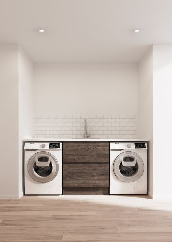 Starter Pro -  NZ-made laundry kit with smart storage, sink and generous benchtop space.