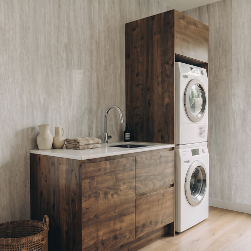 Create a beautiful, functional laundry space with Crema Nova InStyle Wall Panels.