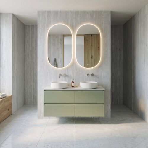 Create a refined bathroom with Storm InStyle Wall Panels, featuring an ash grey marble-finish.